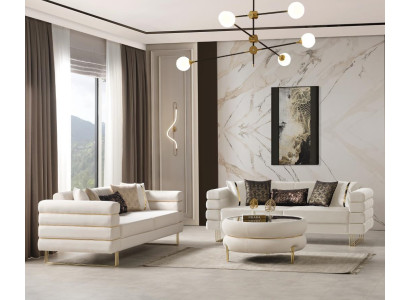 Wohnzimmer 2x 3-Sitzer Sofas Luxuriöse Weiß  Polster Couchen Sitzmöbel