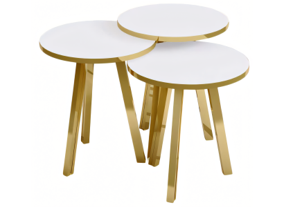 Weißes Holz-Metall Couchtisch-Set modern elegant