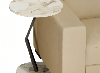 Beistelltisch aus Holz in Beige modern eleganter Wohnzimmertisch