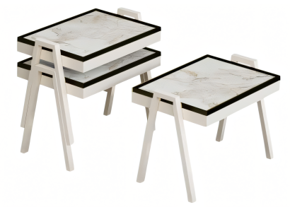 Weißes Holz Couchtisch-Set im modernen Design