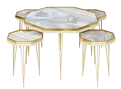 Wohnzimmer-Set Grau und Gold aus Edelstahl und MDF modern und elegant