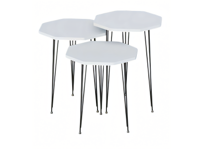 Weißes Metall-Holz Couchtisch-Set modern