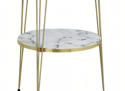 Beistelltisch aus Metall in Weiß modern eleganter Stil
