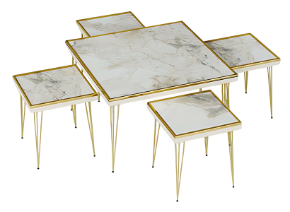 Wohnzimmer-Set in Beige aus MDF und Edelstahl modern und elegant
