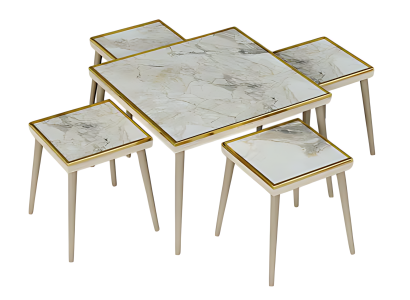 Wohnzimmer-Set in Beige Holz und Edelstahl modern elegant