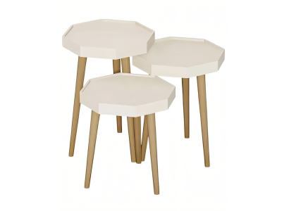 Weißer Holz Beistelltisch im modernen Design