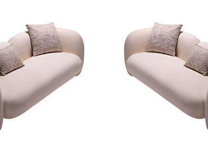 Beiger stilvoller 3-Sitzer-Sofa Stoffsofa Sofagarnitur Wohnzimmermöbel