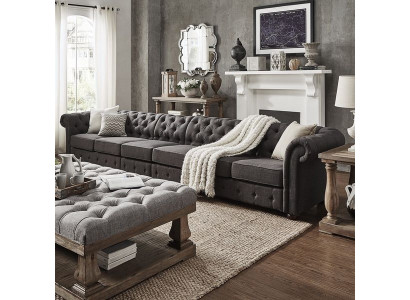 XXL Big Sofa Couch Chesterfield 480cm Polster Sofas 9 Sitzer Leder Textil  #265